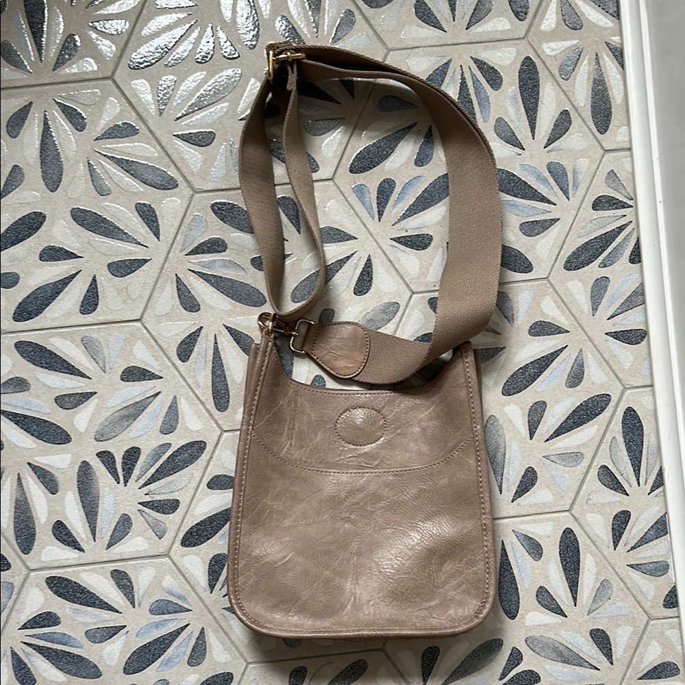 Tan Faux Leather Cross Body Bag